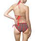 Heart Checker Bikini Swimsuit Red Stripes | Jolyland with Creators | Stylish Beachwear for Summer Fun