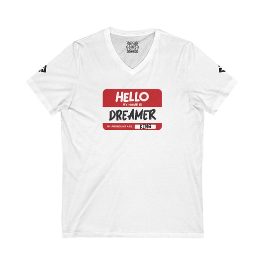 Dreamer V-Neck Tee - Inspirational Graphic Shirt for Creatives, Casual Wear, Gift for Dreamers, Motivational Apparel, Unisex Fashion