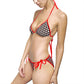 Heart Checker Bikini Swimsuit Red Stripes | Jolyland with Creators | Stylish Beachwear for Summer Fun